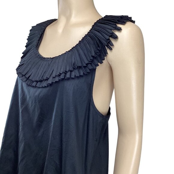 Calypso‎ St. Barth Black Silk Sleeveless Dress Size Medium Fringe Neck Shift - Picture 5 of 7